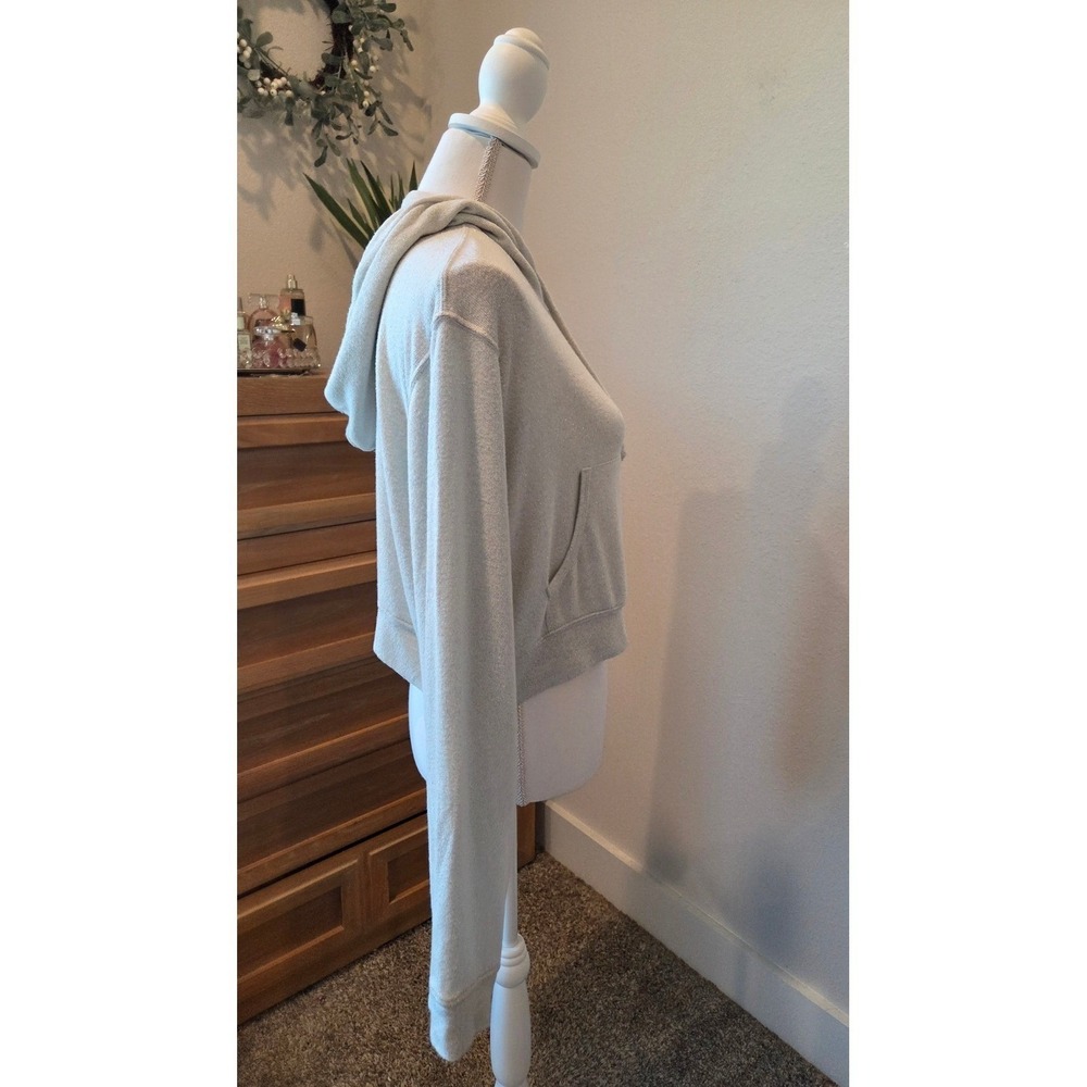 Bleusalt The Malibu Hoodie Cropped Shimmer Tencel White Coastal Size 3 - Picture 8 of 10